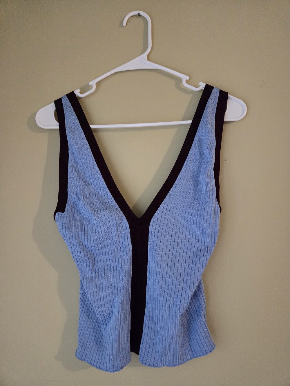 Zara Light Blue Low Cut Knit Tank Top